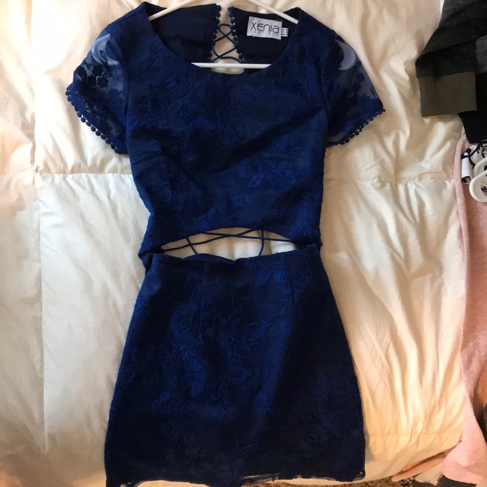 Xenia Boutique Navy Blue Lace Dress
